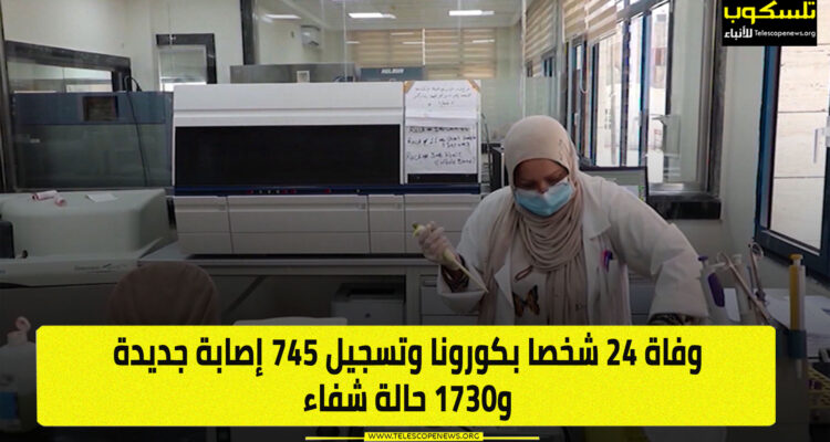 وفاة 24 شخصا بكورونا وتسجيل 745 إصابة جديدة و1730 حالة شفاء